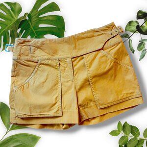 Sari Gueron Mustard Buckle Shorts Cotton Size 2/Small